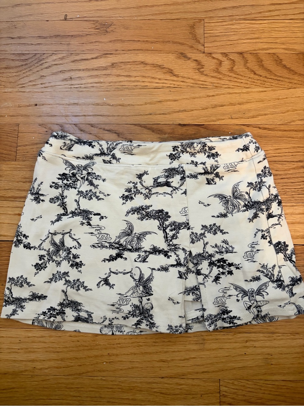 Urban Outfitters Cream and Black Toile Mini Skirt